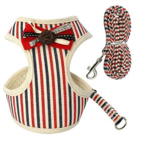 Comfortable Bow Tie Striped Dog Leash With Bells - Available In Multiple Colors And Sizes (Color: Red, size: S)