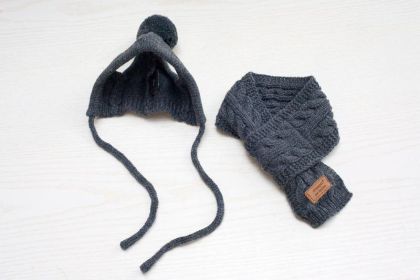 Cozy Canine Winter Ensemble: Dog Hat, Bib, Suit, And Scarf Set (Color: Gray, size: S)