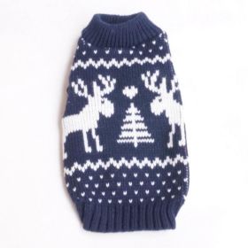 Festive Holiday Pet Sweater - Blue And Red Christmas Reindeer Design (Color: Blue, size: S)
