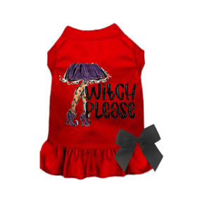 Witch Please Sleeveless Ruffle Dog Shirt for Halloween (Size-Style: Large-Purple Witch Dress, Color: Red)