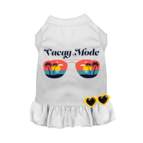 Vacay Mode Summer Sleeveless Dog Shirt (Size-Style: Large-Dress, Color: White)